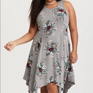 Plus Size Grey floral Skater Dress